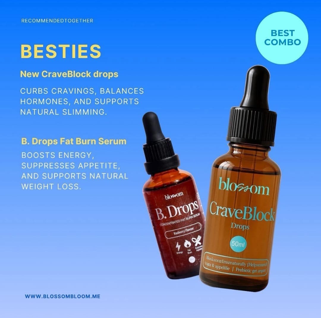 Blossom Besties: B. Drops and CraveBlock bottles together.